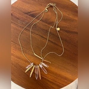 Stella & Dot Gilded Gold & Quartz Rebel Cluster Necklace